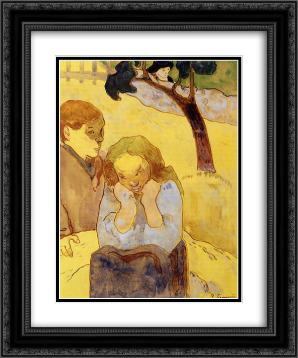 Human misery 20x24 Black Ornate Wood Framed Art Print Poster with Double Matting by Gauguin, Paul
