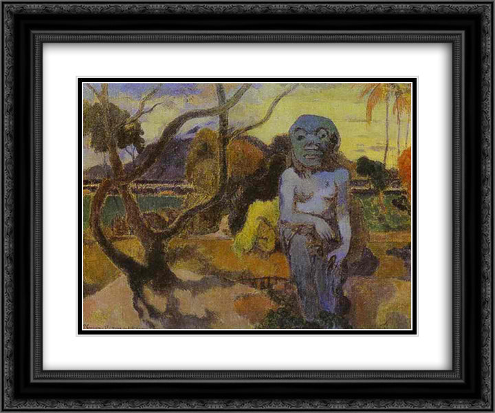 Idol 24x20 Black Ornate Wood Framed Art Print Poster with Double Matting by Gauguin, Paul
