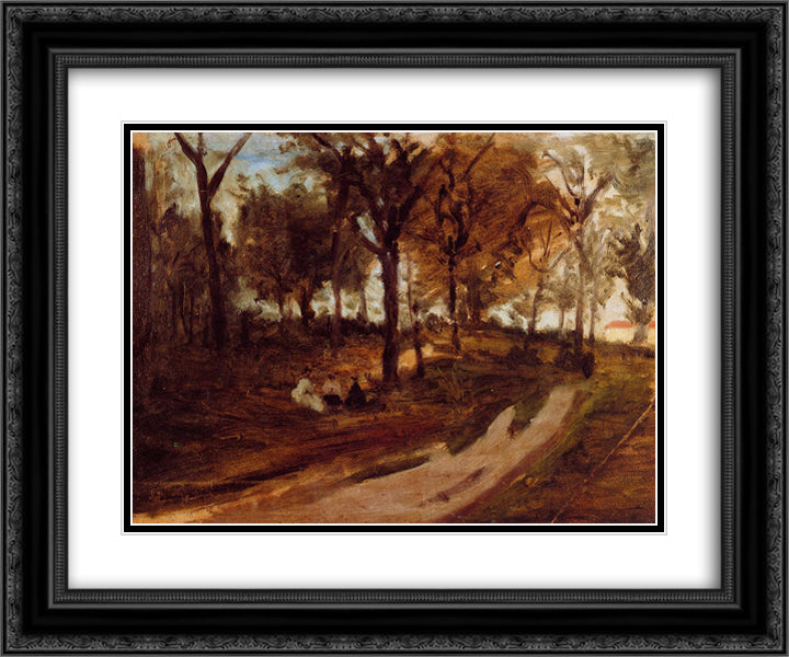 In the forest Saint Cloud 24x20 Black Ornate Wood Framed Art Print Poster with Double Matting by Gauguin, Paul