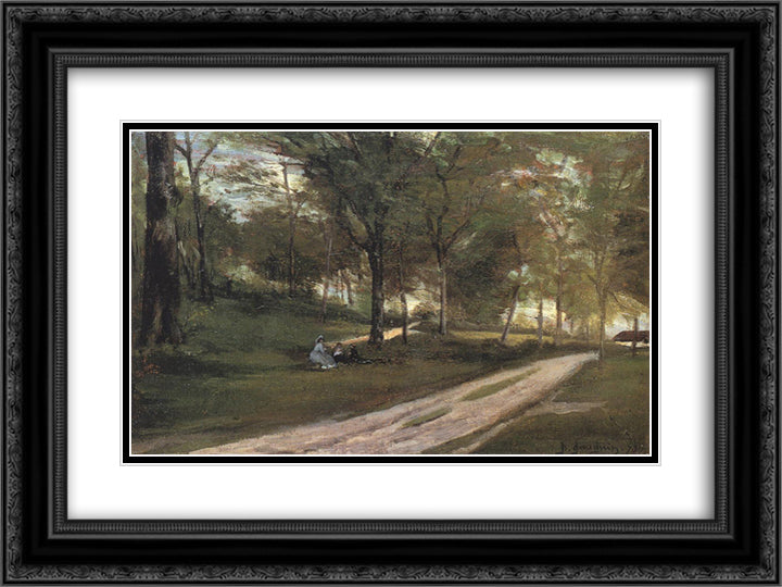 In the forest Saint Cloud II 24x18 Black Ornate Wood Framed Art Print Poster with Double Matting by Gauguin, Paul