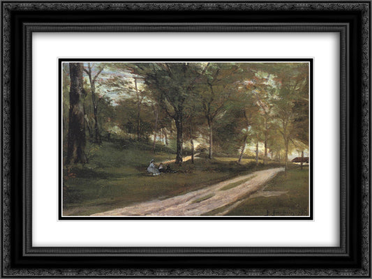 In the forest Saint Cloud II 24x18 Black Ornate Wood Framed Art Print Poster with Double Matting by Gauguin, Paul