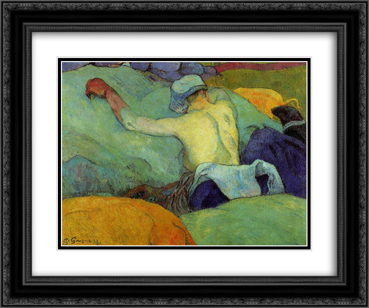 In the Heat (The Pigs) 24x20 Black Ornate Wood Framed Art Print Poster with Double Matting by Gauguin, Paul