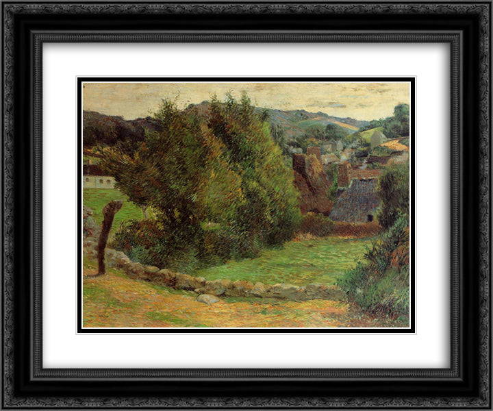 Landscape at Pont-Aven 24x20 Black Ornate Wood Framed Art Print Poster with Double Matting by Gauguin, Paul