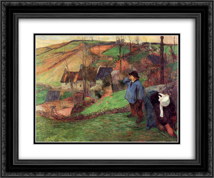 Landscape of Brittany 24x20 Black Ornate Wood Framed Art Print Poster with Double Matting by Gauguin, Paul