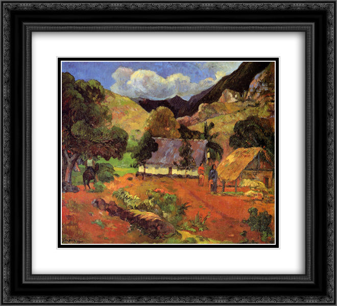 Landscape with three figures 22x20 Black Ornate Wood Framed Art Print Poster with Double Matting by Gauguin, Paul