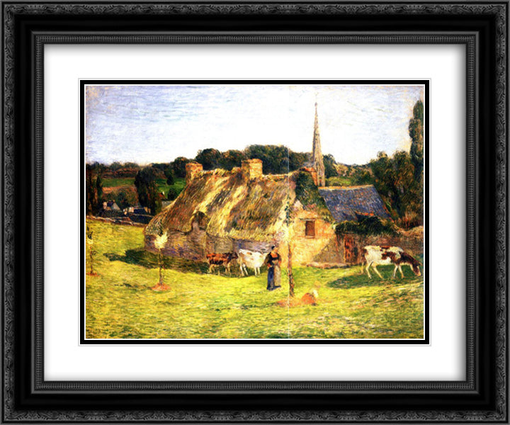 Lollichon's Field and the Church of Pont-Aven 24x20 Black Ornate Wood Framed Art Print Poster with Double Matting by Gauguin, Paul