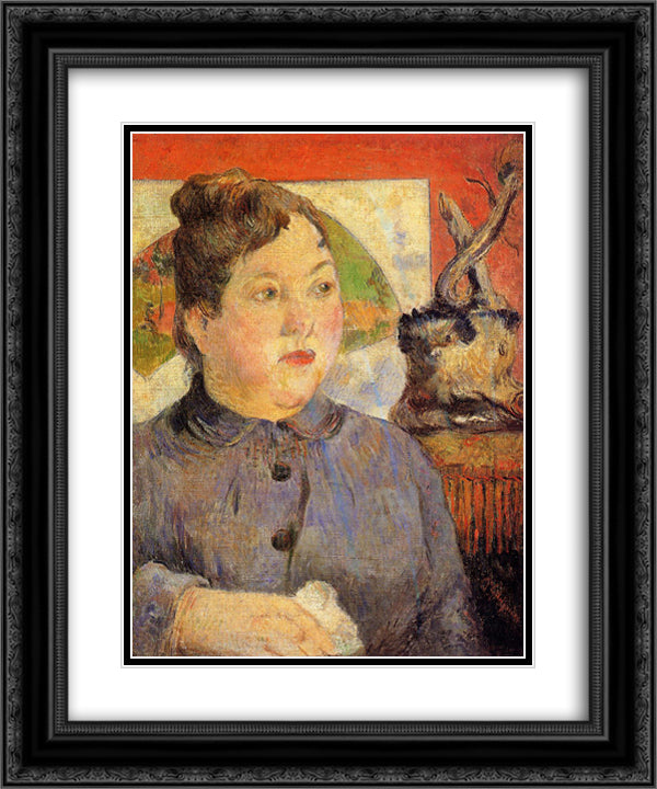 Madame Alexandre Kohler 20x24 Black Ornate Wood Framed Art Print Poster with Double Matting by Gauguin, Paul
