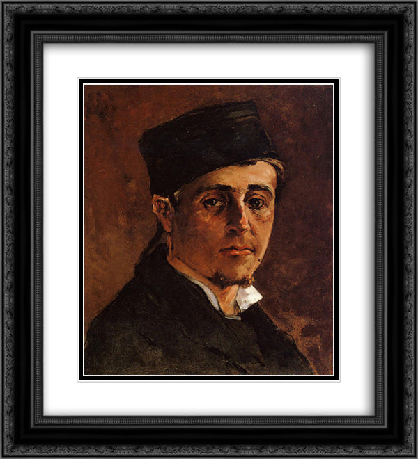 Man with a Toque 20x22 Black Ornate Wood Framed Art Print Poster with Double Matting by Gauguin, Paul