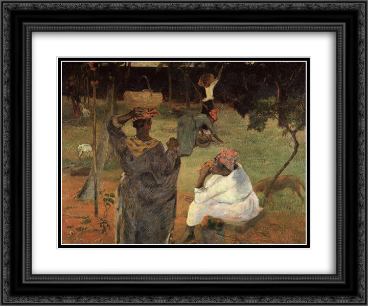 Mango pickers (Martinique) 24x20 Black Ornate Wood Framed Art Print Poster with Double Matting by Gauguin, Paul