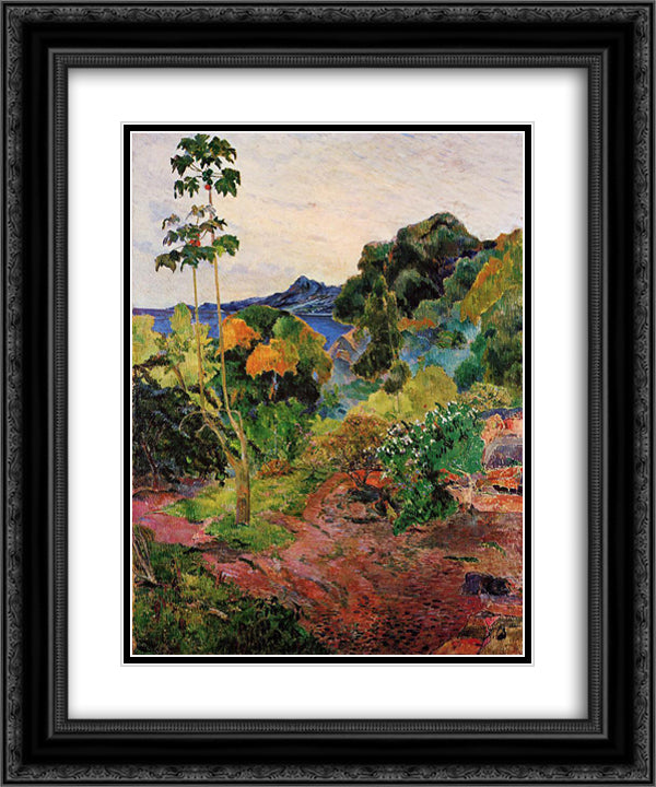 Martinique Landscape 20x24 Black Ornate Wood Framed Art Print Poster with Double Matting by Gauguin, Paul