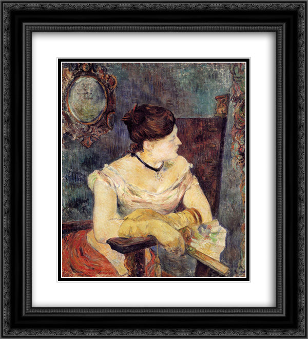 Mette Gauguin in an Evening Dress 20x22 Black Ornate Wood Framed Art Print Poster with Double Matting by Gauguin, Paul