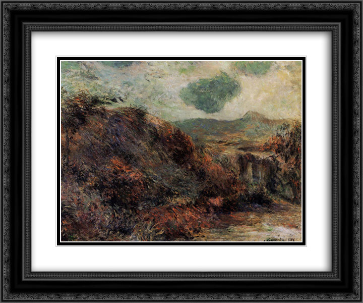 Mountain landscape 24x20 Black Ornate Wood Framed Art Print Poster with Double Matting by Gauguin, Paul
