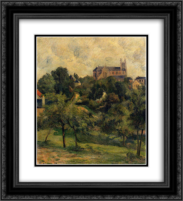 Notre Dame des Agnes 20x22 Black Ornate Wood Framed Art Print Poster with Double Matting by Gauguin, Paul
