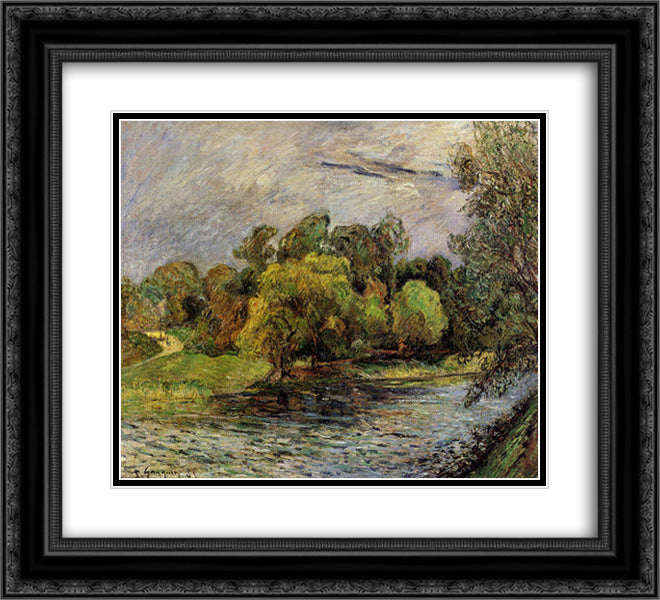 Oestervold Park, Copenhagen 22x20 Black Ornate Wood Framed Art Print Poster with Double Matting by Gauguin, Paul