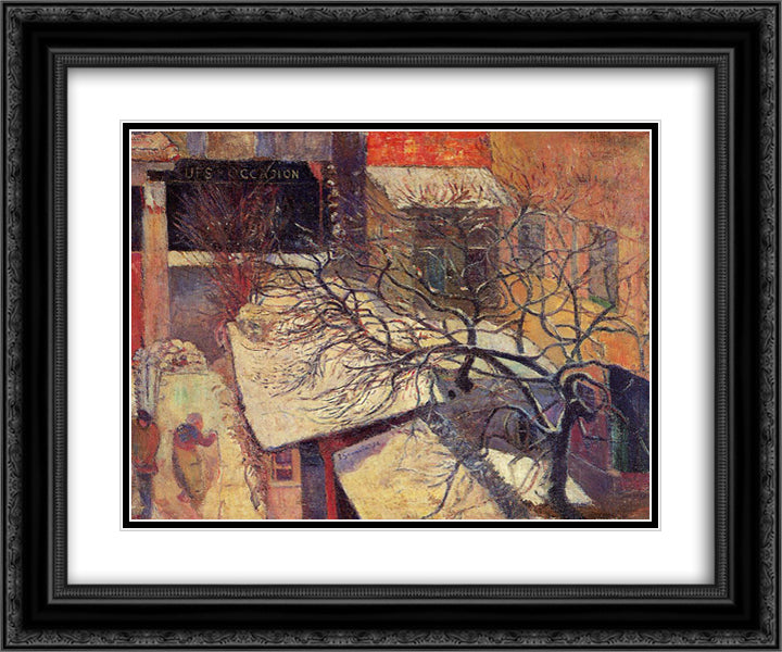 Paris in the snow 24x20 Black Ornate Wood Framed Art Print Poster with Double Matting by Gauguin, Paul