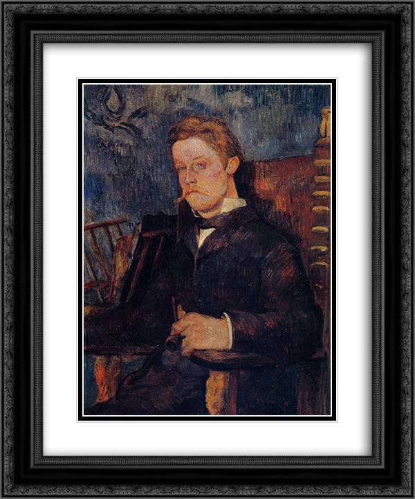Portrait of a seated man 20x24 Black Ornate Wood Framed Art Print Poster with Double Matting by Gauguin, Paul