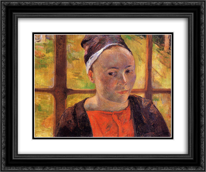 Portrait of a woman (Marie Lagadu) 24x20 Black Ornate Wood Framed Art Print Poster with Double Matting by Gauguin, Paul
