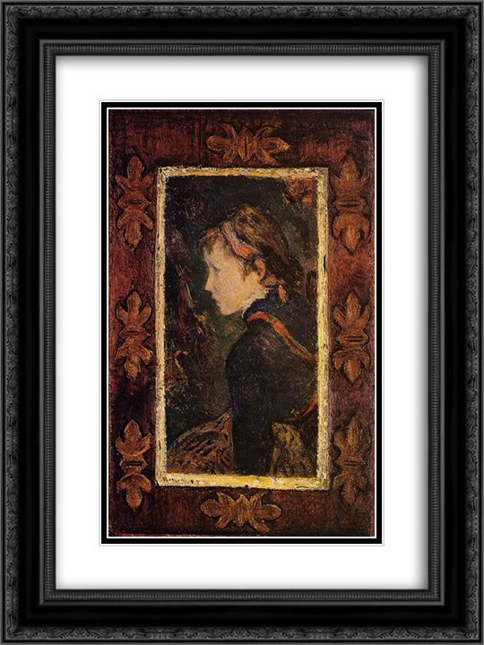 Portrait of Aline 18x24 Black Ornate Wood Framed Art Print Poster with Double Matting by Gauguin, Paul