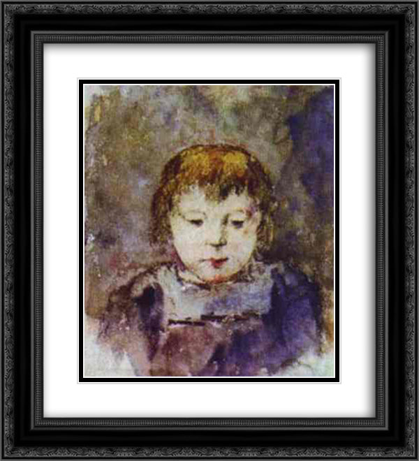 Portrait of Gaugin's daughter Aline 20x22 Black Ornate Wood Framed Art Print Poster with Double Matting by Gauguin, Paul