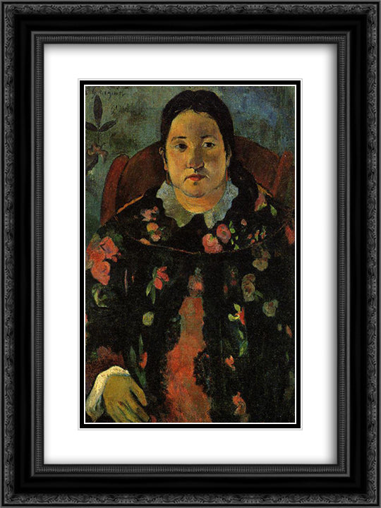 Portrait of Suzanne Bambridge 18x24 Black Ornate Wood Framed Art Print Poster with Double Matting by Gauguin, Paul
