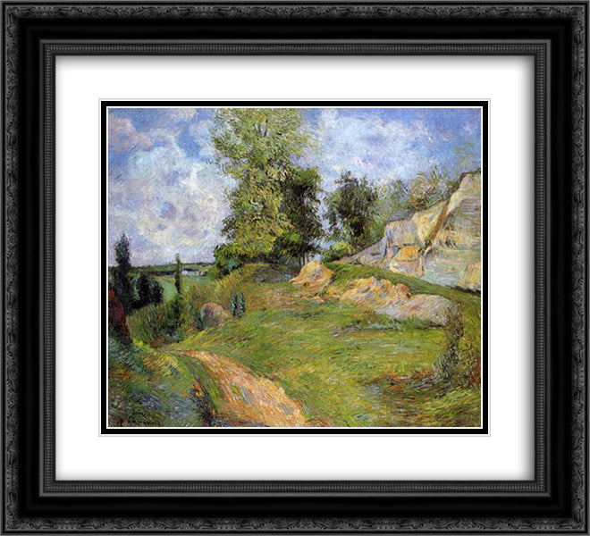 Quarries at Pontoise II 22x20 Black Ornate Wood Framed Art Print Poster with Double Matting by Gauguin, Paul