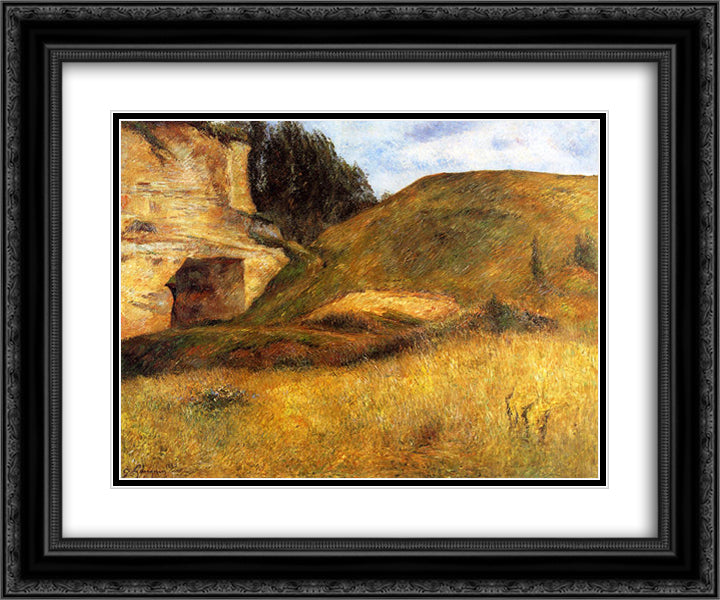 Quarry hole in the cliff 24x20 Black Ornate Wood Framed Art Print Poster with Double Matting by Gauguin, Paul