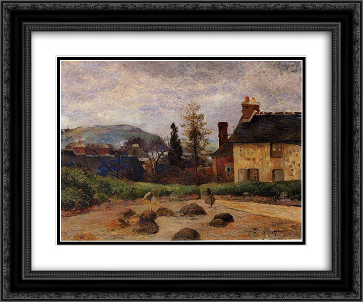 Returning from the harvest (Manuring) 24x20 Black Ornate Wood Framed Art Print Poster with Double Matting by Gauguin, Paul