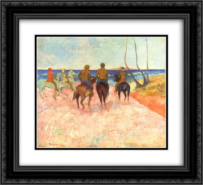 Riders on the beach 22x20 Black Ornate Wood Framed Art Print Poster with Double Matting by Gauguin, Paul