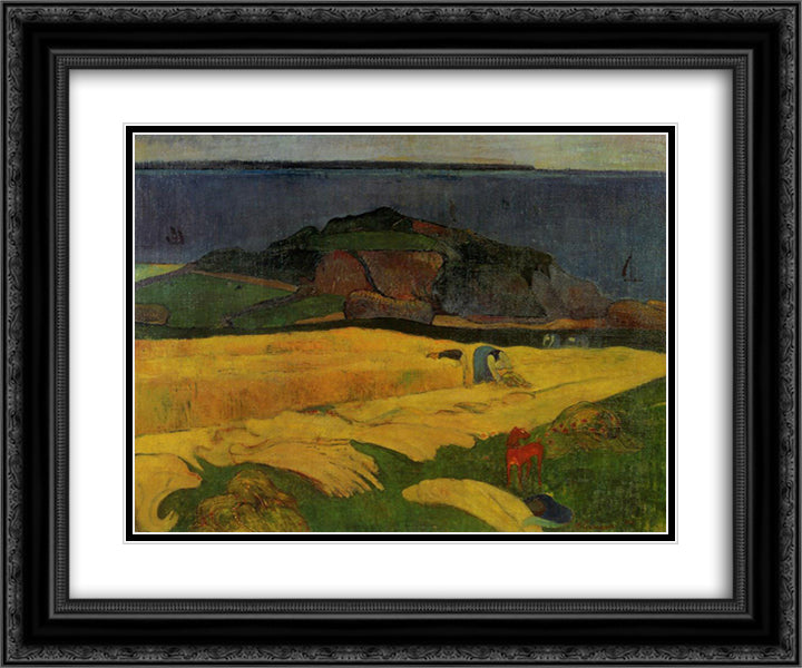 Seaside harvest 24x20 Black Ornate Wood Framed Art Print Poster with Double Matting by Gauguin, Paul