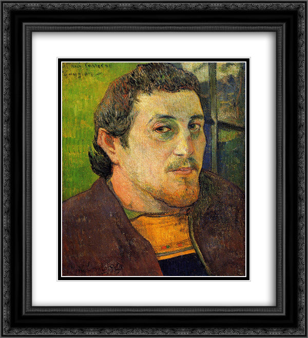 Self portrait at Lezaven 20x22 Black Ornate Wood Framed Art Print Poster with Double Matting by Gauguin, Paul