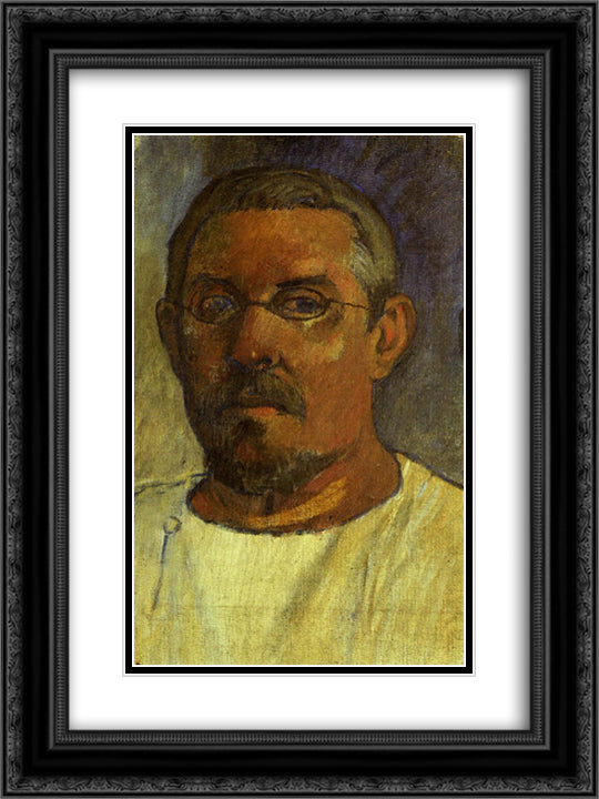 Self portrait with spectacles 18x24 Black Ornate Wood Framed Art Print Poster with Double Matting by Gauguin, Paul