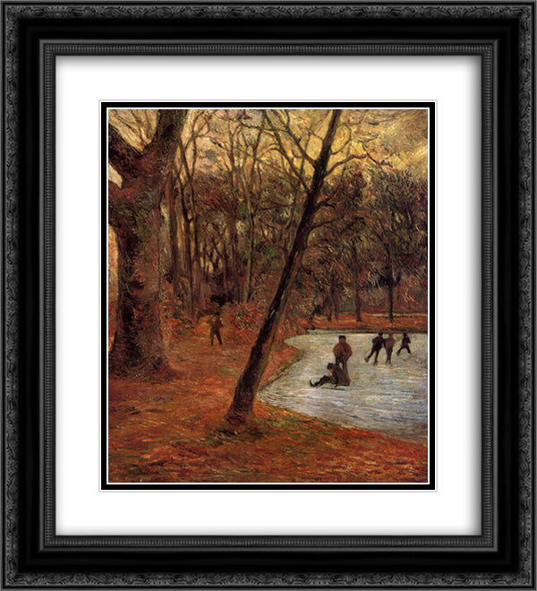 Skaters in Fredericksberg park 20x22 Black Ornate Wood Framed Art Print Poster with Double Matting by Gauguin, Paul
