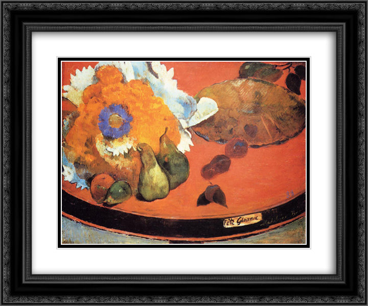 Still Life Fete Gloanec 24x20 Black Ornate Wood Framed Art Print Poster with Double Matting by Gauguin, Paul