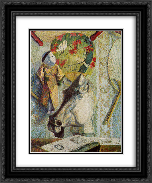 Still life with horse's head 20x24 Black Ornate Wood Framed Art Print Poster with Double Matting by Gauguin, Paul