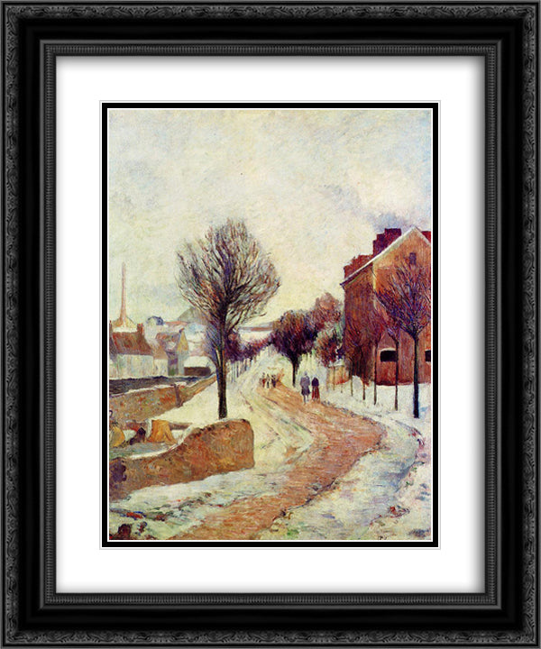Suburb under snow 20x24 Black Ornate Wood Framed Art Print Poster with Double Matting by Gauguin, Paul