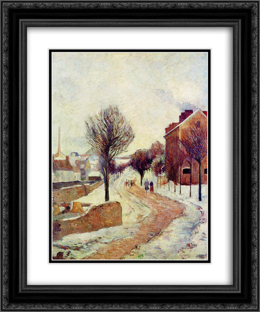 Suburb under snow 20x24 Black Ornate Wood Framed Art Print Poster with Double Matting by Gauguin, Paul