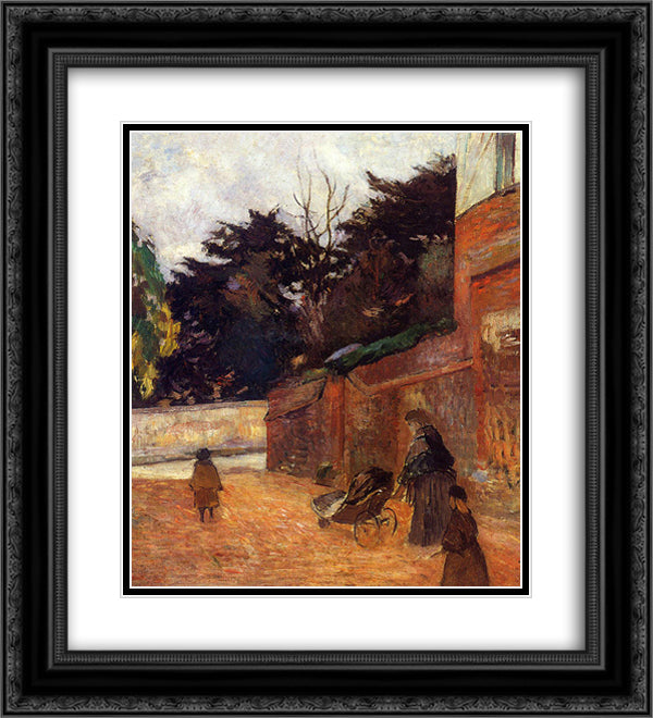 The artist's children 20x22 Black Ornate Wood Framed Art Print Poster with Double Matting by Gauguin, Paul