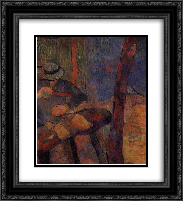The clog-maker 20x22 Black Ornate Wood Framed Art Print Poster with Double Matting by Gauguin, Paul