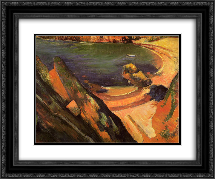 The creek, Le Pouldu 24x20 Black Ornate Wood Framed Art Print Poster with Double Matting by Gauguin, Paul