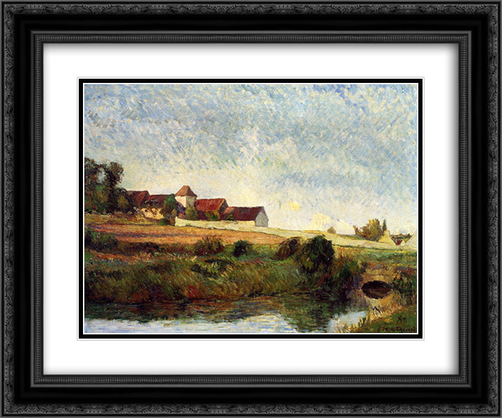 The farm in Grue 24x20 Black Ornate Wood Framed Art Print Poster with Double Matting by Gauguin, Paul