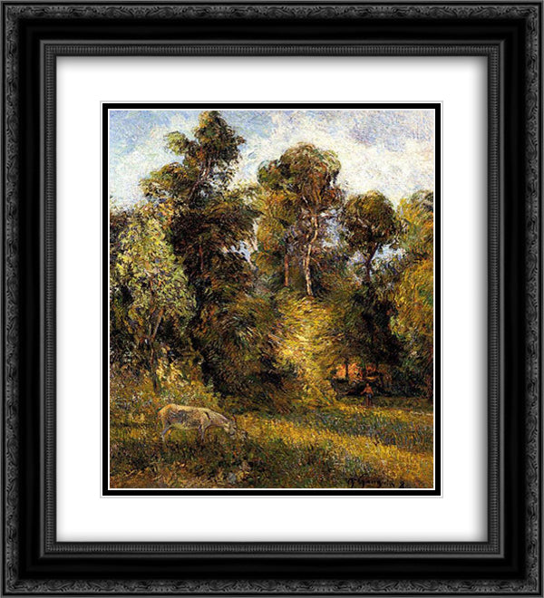 The Forest Edge 20x22 Black Ornate Wood Framed Art Print Poster with Double Matting by Gauguin, Paul