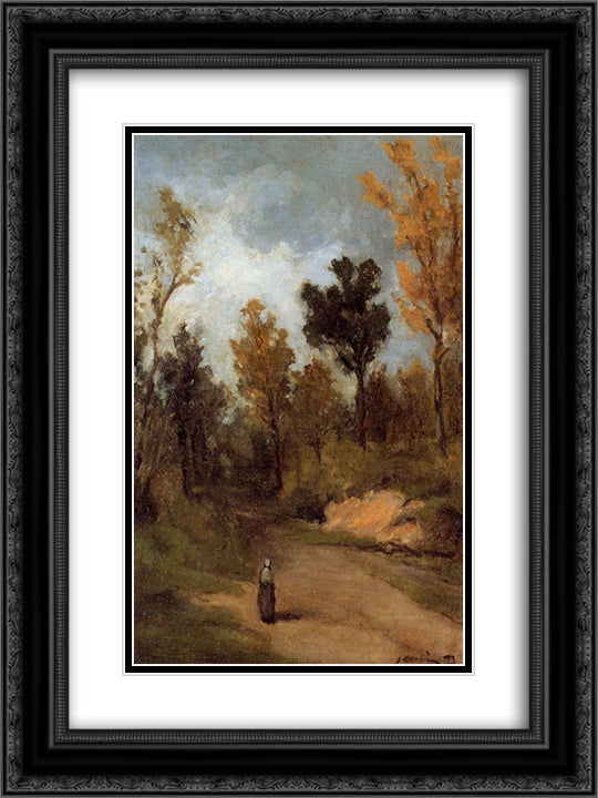 The Forest Path 18x24 Black Ornate Wood Framed Art Print Poster with Double Matting by Gauguin, Paul