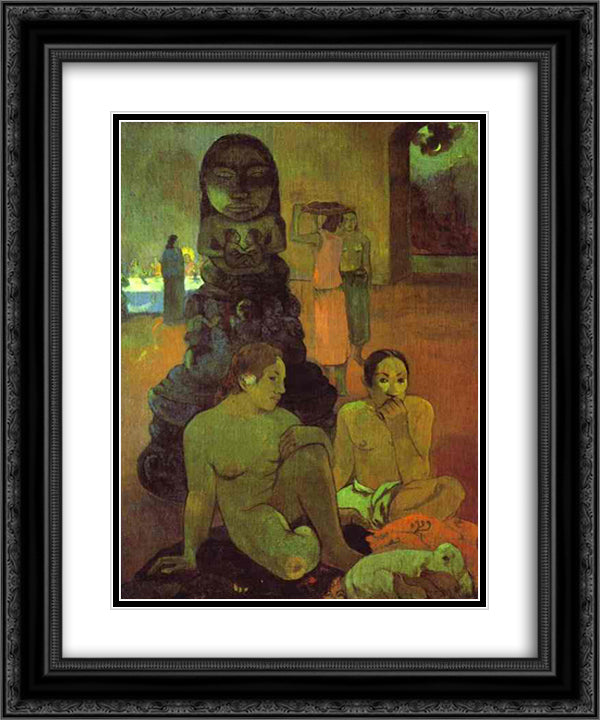 The Great Buddha 20x24 Black Ornate Wood Framed Art Print Poster with Double Matting by Gauguin, Paul