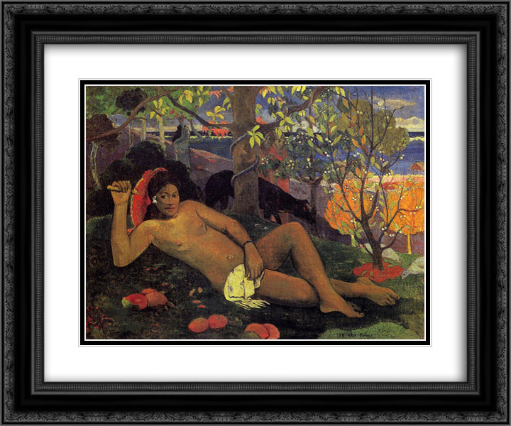 The King's Wife 24x20 Black Ornate Wood Framed Art Print Poster with Double Matting by Gauguin, Paul
