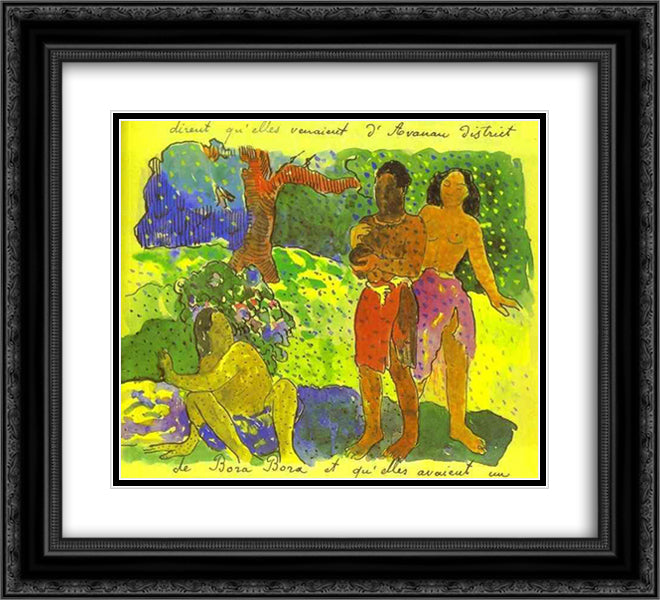 The Messengers of Oro 22x20 Black Ornate Wood Framed Art Print Poster with Double Matting by Gauguin, Paul