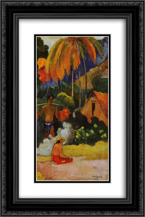 The moment of truth II 16x24 Black Ornate Wood Framed Art Print Poster with Double Matting by Gauguin, Paul