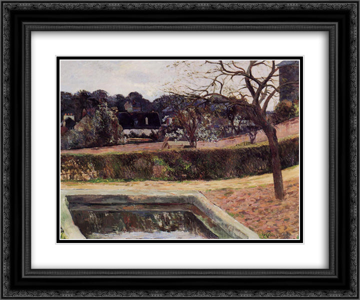 The square pond 24x20 Black Ornate Wood Framed Art Print Poster with Double Matting by Gauguin, Paul