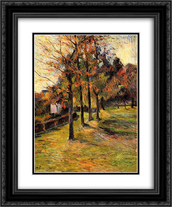 Tree linen road, Rouen 20x24 Black Ornate Wood Framed Art Print Poster with Double Matting by Gauguin, Paul