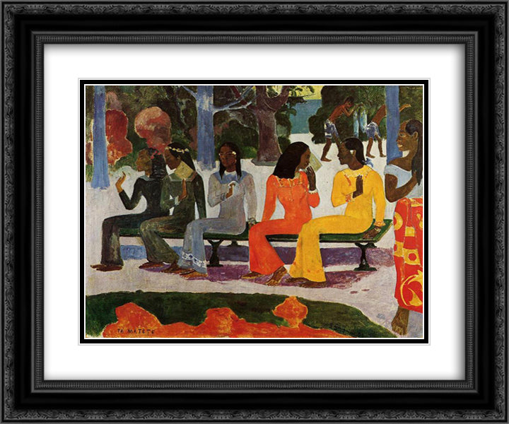 We Shall Not Go to Market Today 24x20 Black Ornate Wood Framed Art Print Poster with Double Matting by Gauguin, Paul