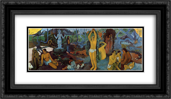 Where Do We Come From What Are We Where Are We Going 24x14 Black Ornate Wood Framed Art Print Poster with Double Matting by Gauguin, Paul